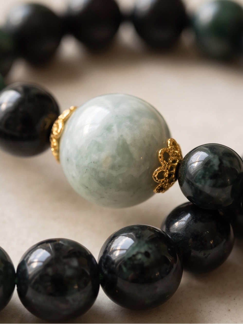 Jade Black and Green Beaded Bracelet by Jade jewelry precious material - Picture 12 of 12